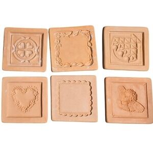 Cotton Press USA Set of 6 Terracotta Clay cookie baking crafts press set 1990s